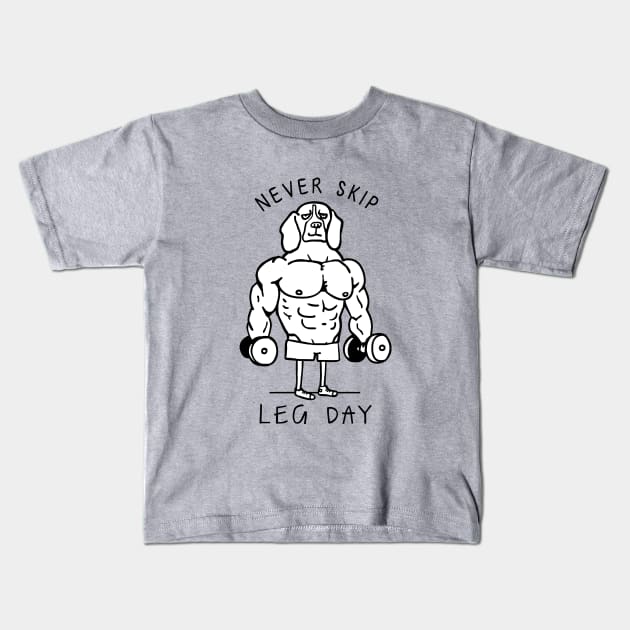 Never Skip Leg Day Beagle Kids T-Shirt by huebucket